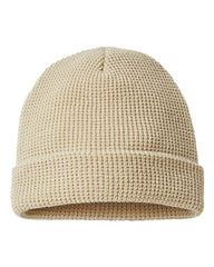 Waffle Cuff Beanie - Leather Patch
