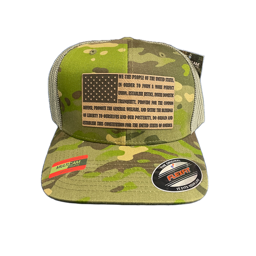 Green Camo Flexfit with Preamble Patch